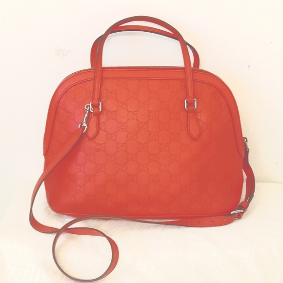 Gucci Red Guccissima Leather Dome Bag Crossbody Or Tote 14" x 9"x 5.5" - Picture 1 of 16